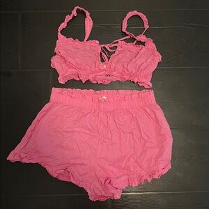 Aerie Pink Ruffled Set